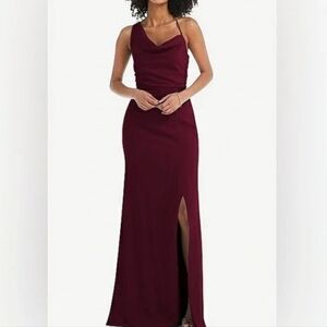 AFTER SIX New Sz 0 Cabernet One Shoulder Draped Cowl Neck Maxi  Dress NWT